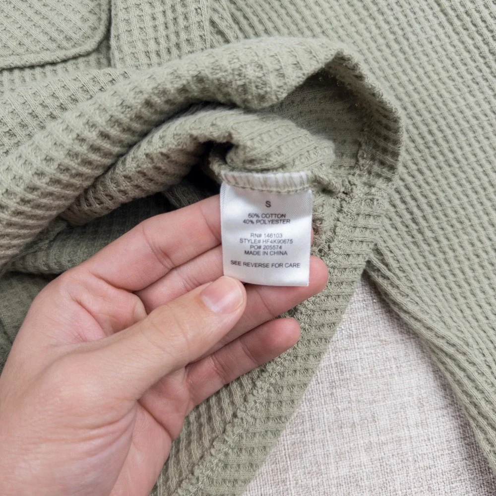 Hippie Rose Juniors Hooded Waffle Knit Button Shacket Sage Green Size S - Picture 8 of 8